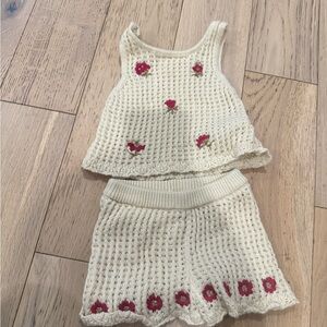 Zara Cream Knit Tank and Shorts Set